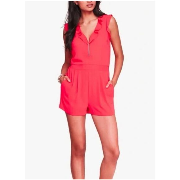 Express Sleeveless Romper Sz Small With Ruffled Collar And Zipper - Picture 1 of 7